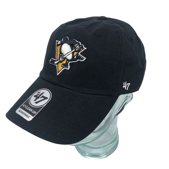 NEW Pittsburgh Penguins '47 Brand Clean Up Adjustable Hat Cap NHL Black One Size - Picture 1 of 9